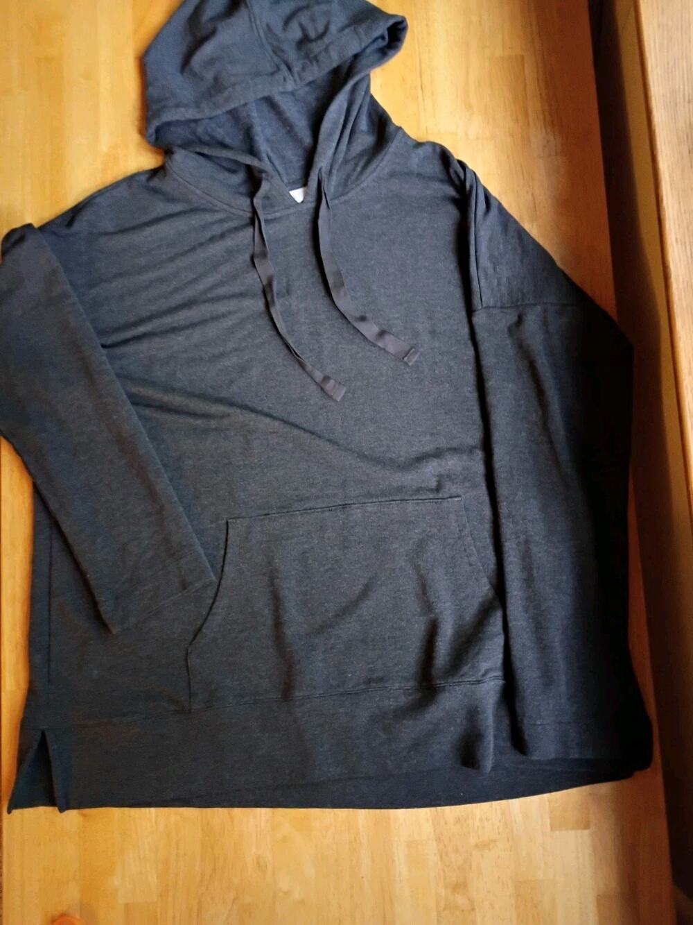 J JILL Womens Large Gray Hoodie Longsleeve Pullover Hooded Cozy Soft Stretch